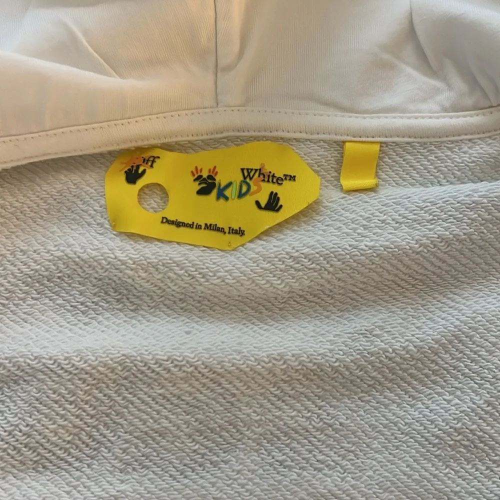Off-White Kids White Hoodie Matching Set with Yellow & Light Blue Tie-Dye